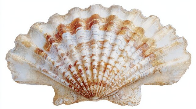capture the essence of the ocean with this detailed scallop shell perfect for coastal decor nautical themes and summer designs that evoke seaside serenityisolated on white background