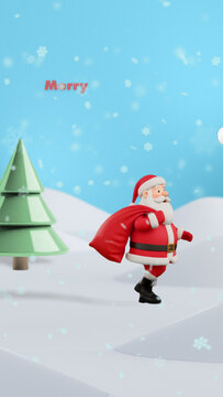 Christmas 3D Santa Logo Reveal Vertical Animation