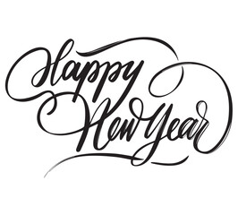 Elegant Merry Christmas and Happy New Year calligraphy vector