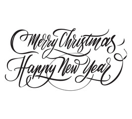Elegant Merry Christmas and Happy New Year calligraphy vector