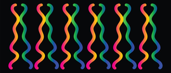 Vibrant gradient wavy intertwined lines abstract pattern design
