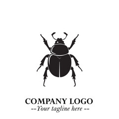 Beetle Logo Symbol in Black on the White Background with Simple Modern Insect Design