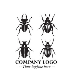 Beetle Logo Symbol in Black on the White Background with Simple Modern Insect Design
