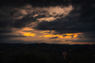 Sunset over Białka Tatrzańska in Poland