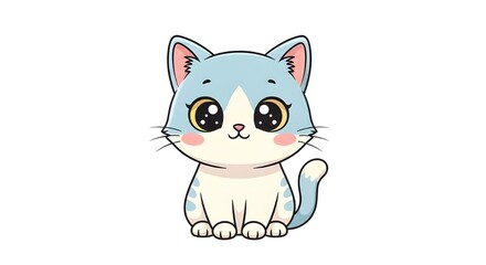 Fototapeta premium A joyful cartoon kitten ready to play, full of energy and adorable charm.