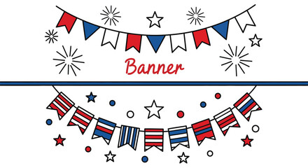 Patriotic banner design with stars and stripes for celebration editable stock