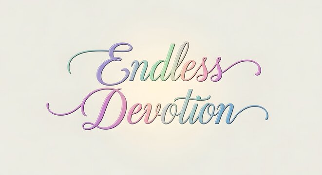 A colorful and elegant calligraphy design displaying the phrase 'Endless Devotion' on a plain background, emphasizing creativity and artistic expression - Powered by Adobe