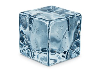 Refreshing ice cube with trapped air bubbles, perfect for summer drink promotions or cool design elements, bringing a crisp, clean, and revitalizing feel