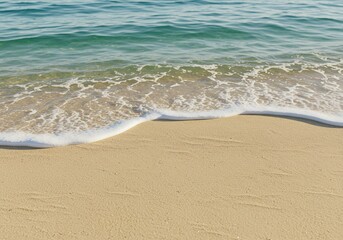 Dreamy beach escape with gentle waves lapping on the golden sand, perfect for summer vacation vibes and peaceful relaxation, inspiring travel and tranquility