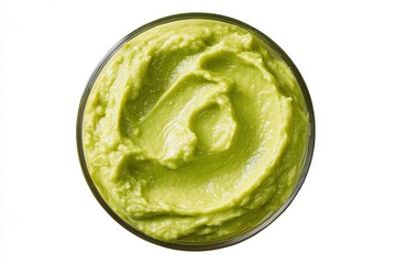 Creamy Avocado Guacamole in Glass Bowl