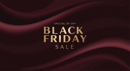 Elegant promotional banner with golden typography on a luxurious flowing silk background for a special seasonal discount event