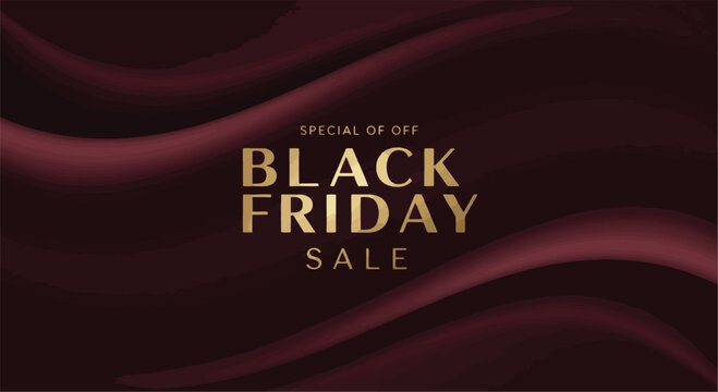 Elegant promotional banner with golden typography on a luxurious flowing silk background for a special seasonal discount event