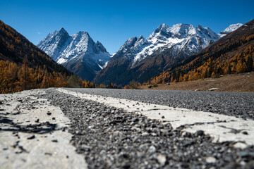 mountain road in the snow