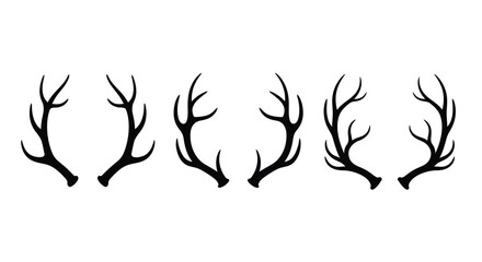 a row of black antlers against white background