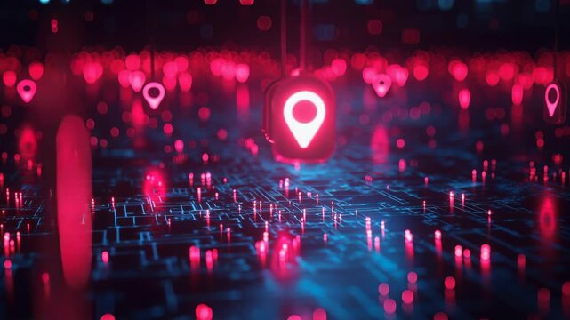 Dynamic digital mapping visualization of geolocation data in futuristic cyber environment