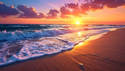 Golden Hour at the Beach - A Serene Coastal Sunset.