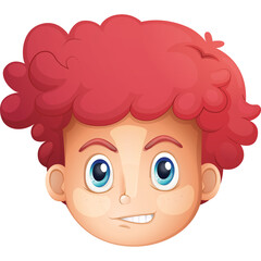 Illustration Of A Young Boy With Curly Red Hair Blue Eyes And Freckles Showing A Mischievous Expression On A Transparent Background