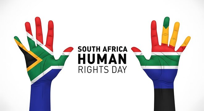 Celebrating south africas human rights day with flag painted hands