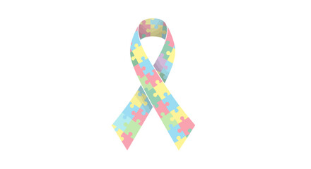 Raise awareness with a pastel puzzle ribbon, symbolizing autism spectrum disorder and promoting support and understanding for neurodiversity and inclusion.