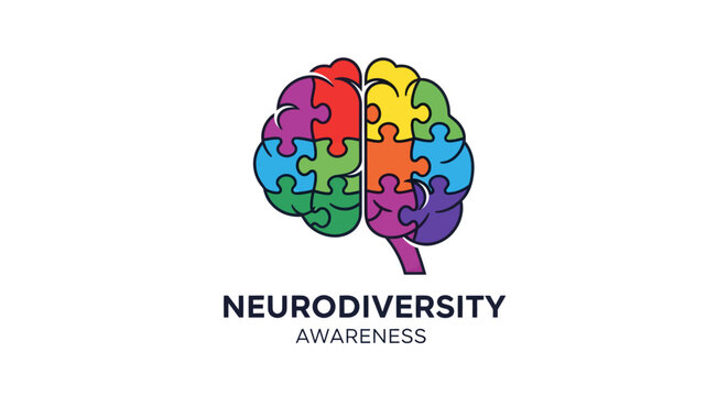 Celebrate neurodiversity with this vibrant, inclusive brain puzzle design perfect for autism awareness campaigns and educational resources promoting cognitive diversity