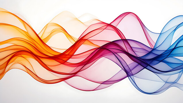 Flowing translucent waves of orange red pink purple and blue abstract gradient