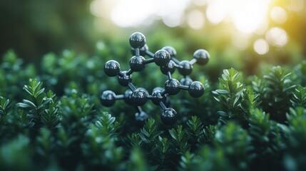 Dark molecular structure on green foliage