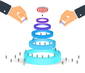 Infographic template for business. 5 Level Modern Circle Sales funnel diagram with creative concept, presentation vector infographic.