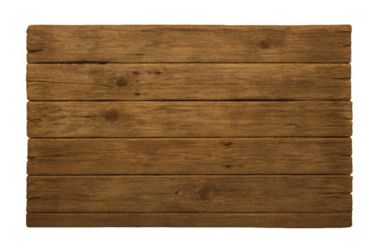 Rustic wooden planks forming a distressed brown background texture with rough timber surface, transparent isolated element