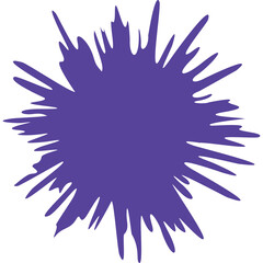 Abstract Radial Burst Splatter Shape in Deep Purple Color Isolated on Transparent White Background Dynamic Energetic Form.