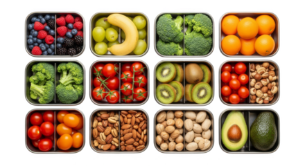 Healthy food containers neatly organized