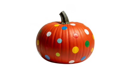 Polkadotted Halloween pumpkin on black background