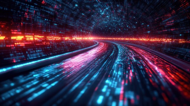 Digital tunnel with fast-moving data streams - Powered by Adobe