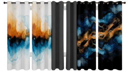 Watercolor curtains frame a window