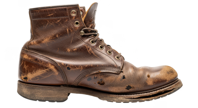 Worn leather boot tells tales
