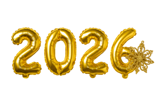 Golden Balloons Form 2026 With Snowflake Decoration