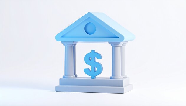 The stock image features a 3D concept illustration of a house or building with a dollar sign symbol to represent money, finance, and real estate investment
