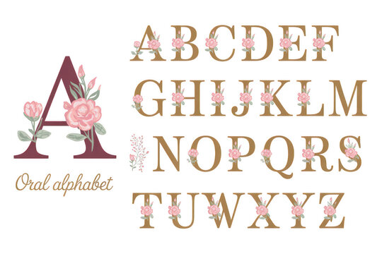 Elegant floral alphabet for wedding invitations and personalized stationery, adding a touch of romantic charm to any design with decorative letters