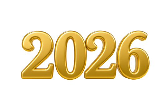 Golden Year 2026 Numbers Isolated