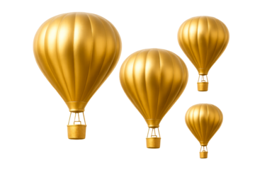 Group of Golden Hot Air Balloons Floating