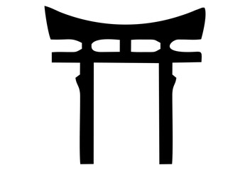 Torri gate symbol on white. Shinto Japanese Arch Asian Toria travel concept icon.