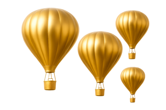 Group of Golden Hot Air Balloons Floating