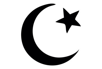 Islam religious symbol  on white background. Moon crescent icon. T shirt or cap print design.