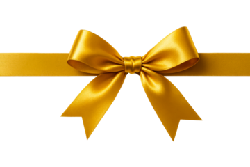 Golden Ribbon Bow on White Background