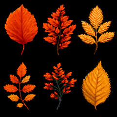 8-bit pixel art game asset leaves autumn  AI generated