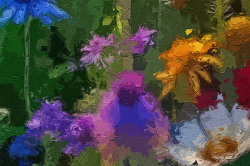 Various oil paintings, flowers, tulips, chrysanthemums, village houses, lakes, forests, figures, lotus flowers, lotus leaves, flying birds