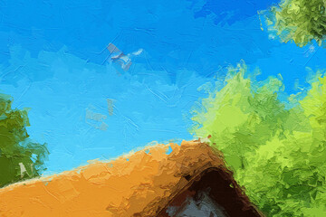 Various oil paintings, flowers, tulips, chrysanthemums, village houses, lakes, forests, figures, lotus flowers, lotus leaves, flying birds