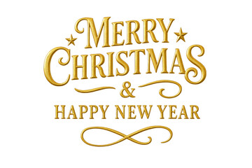 Gold Embossed Merry Christmas and Happy New Year Text