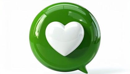 3D glossy green glass heart symbol illustration for Valentine's Day romance and love design