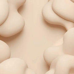 Smooth soft beige organic 3d fluid shapes abstract background texture