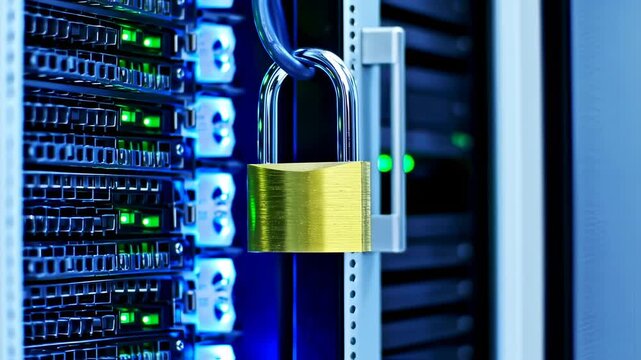 Server rack secured with a padlock